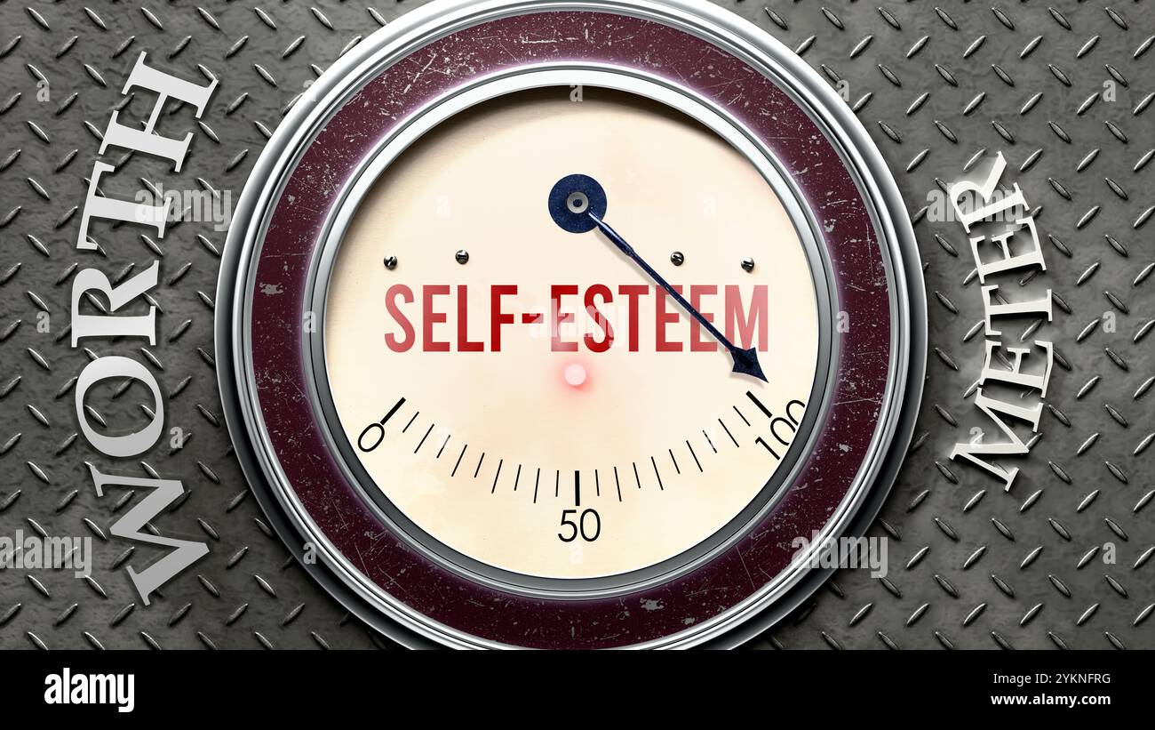 Self-Esteem and Worth that is hitting a full scale, showing a very high ...