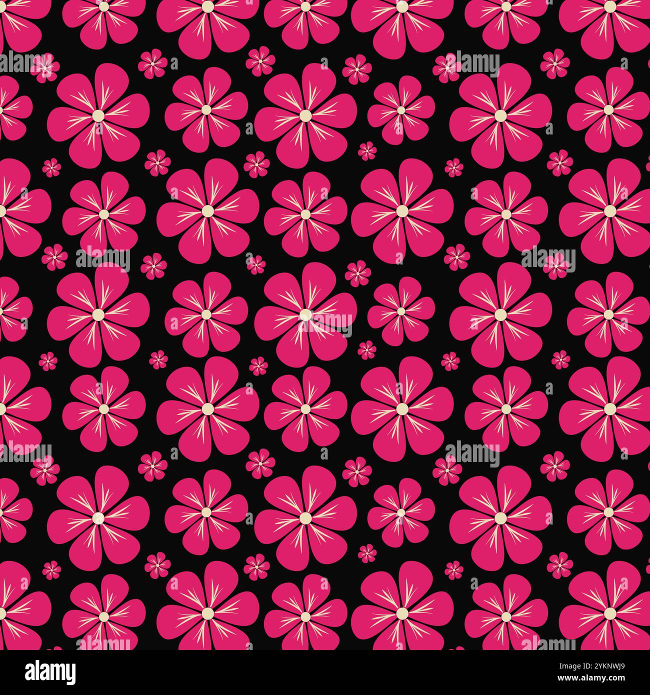 Seamless floral pattern with pink flowers on black background. Floral ...