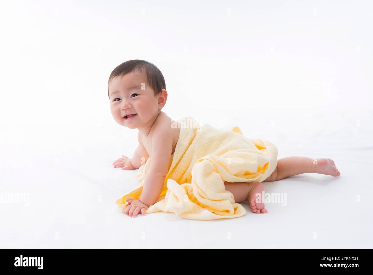 Baby trying up on white hi-res stock photography and images - Alamy