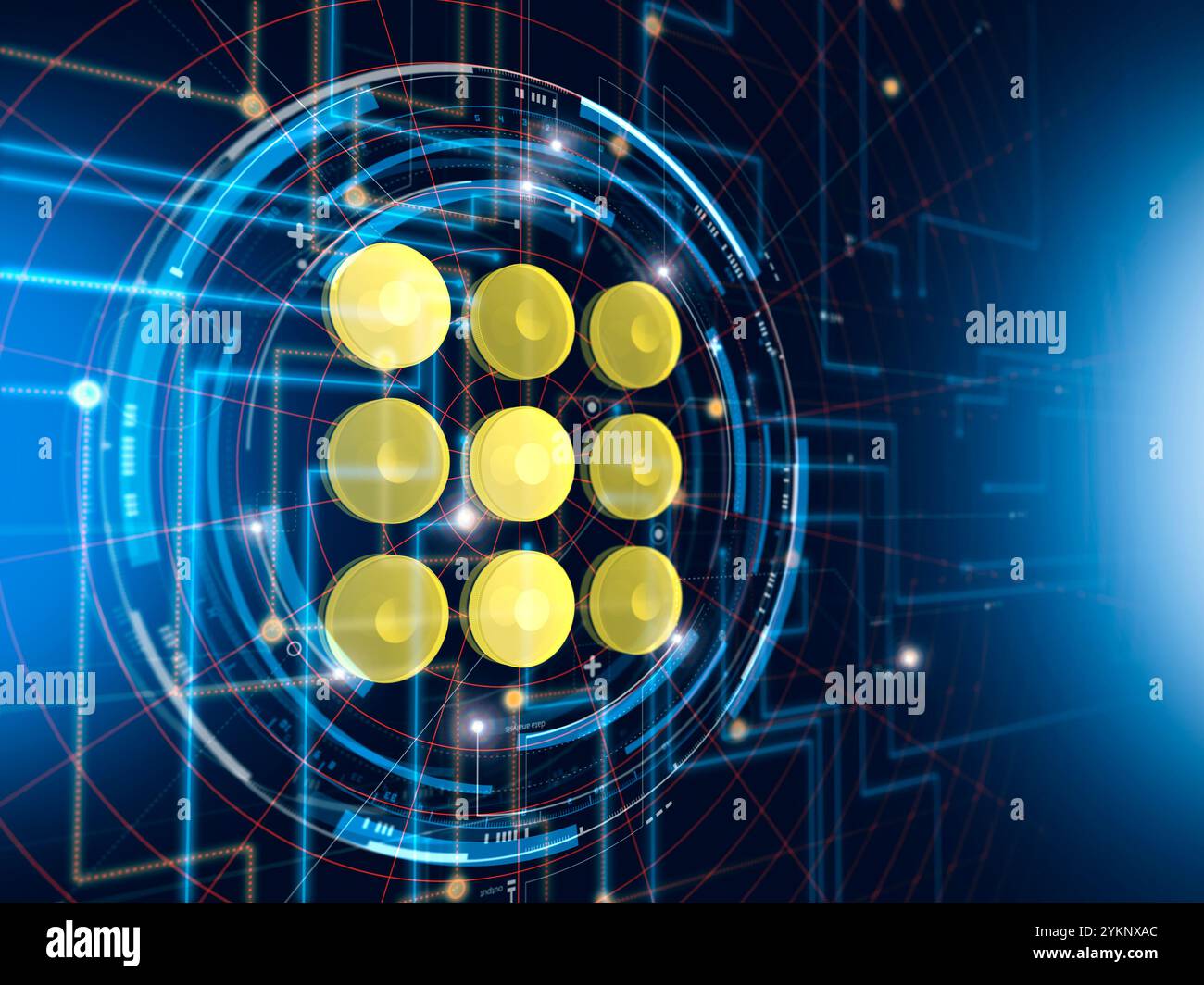 Circular GUI control panel with pushbuttons in place Stock Photo - Alamy