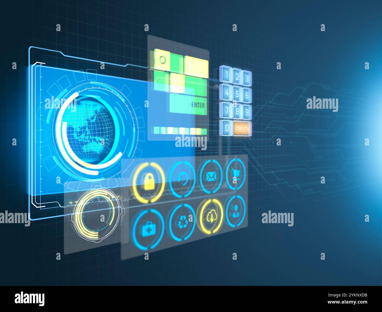 GUI monitor with floating operation panels taking various control roles ...