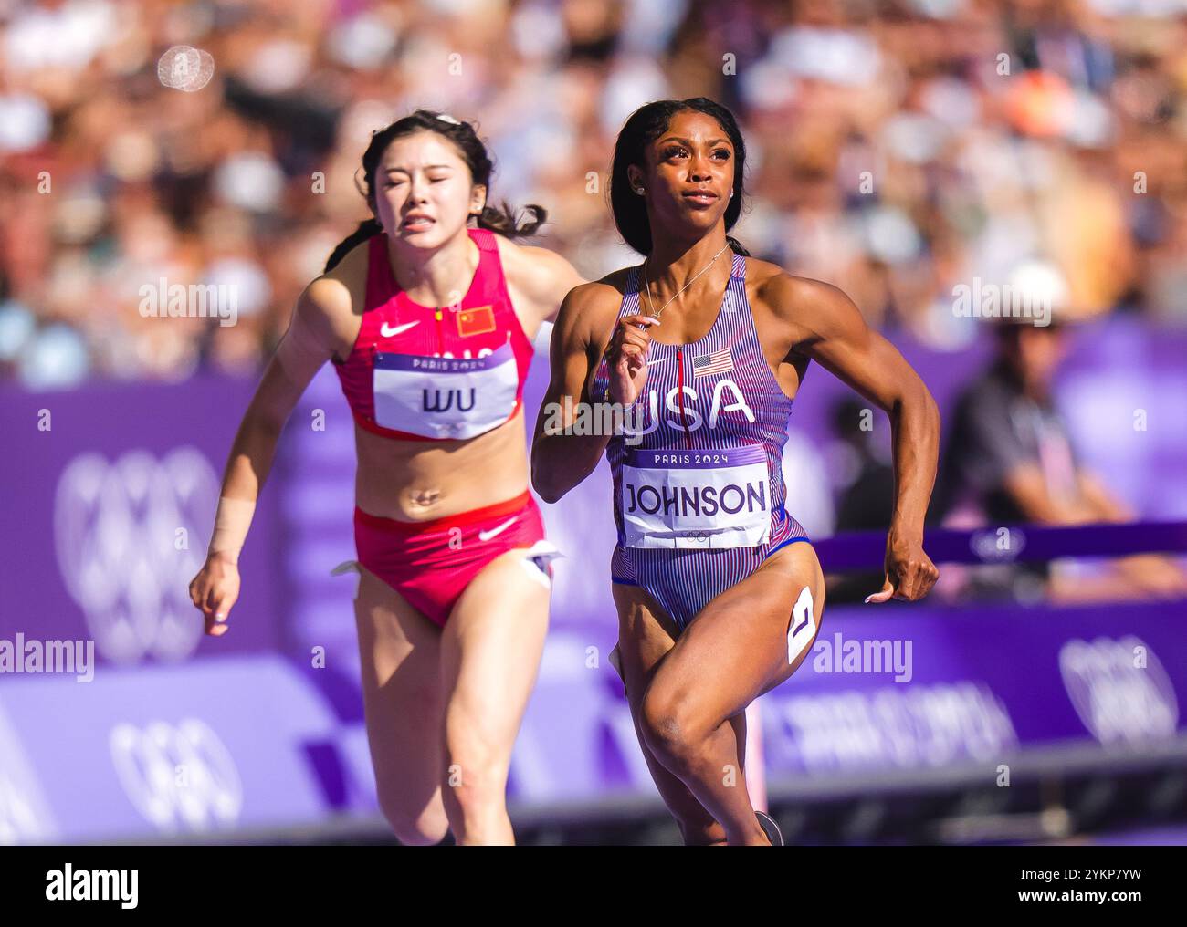 Lay Lay Johnson Alaysha Johnson participating in the 100 meters hurdles at the Paris ...