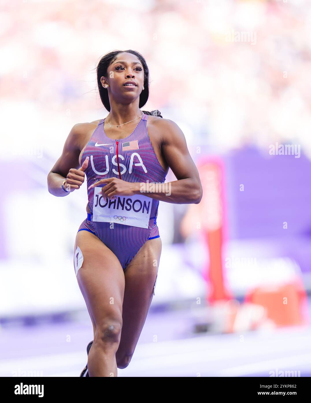 Lay Lay Johnson Alaysha Johnson participating in the 100 meters hurdles at the Paris ...