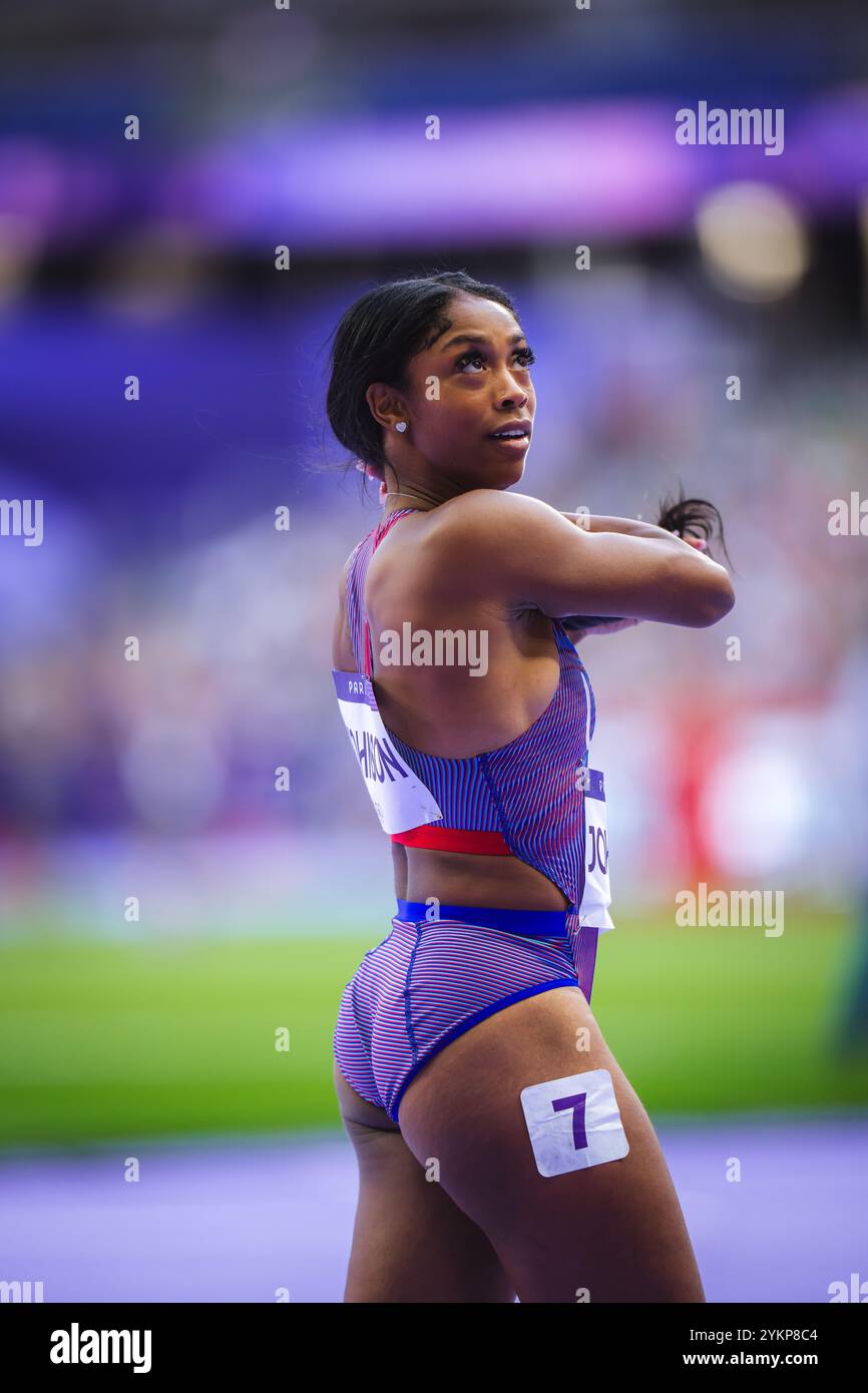 Lay Lay Johnson Alaysha Johnson participating in the 100 meters hurdles at the Paris ...