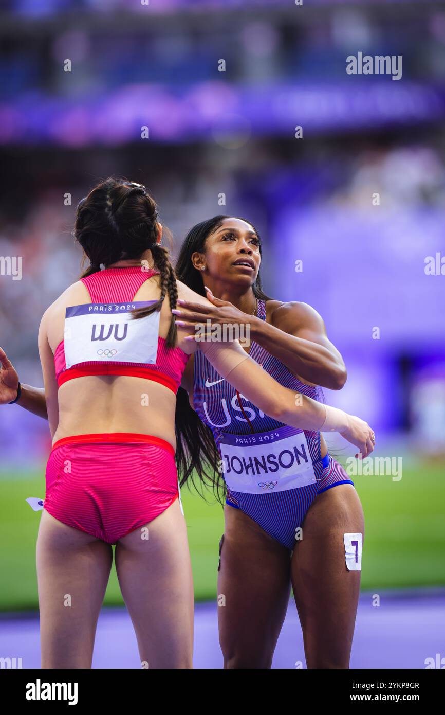 Lay Lay Johnson Alaysha Johnson participating in the 100 meters hurdles at the Paris ...