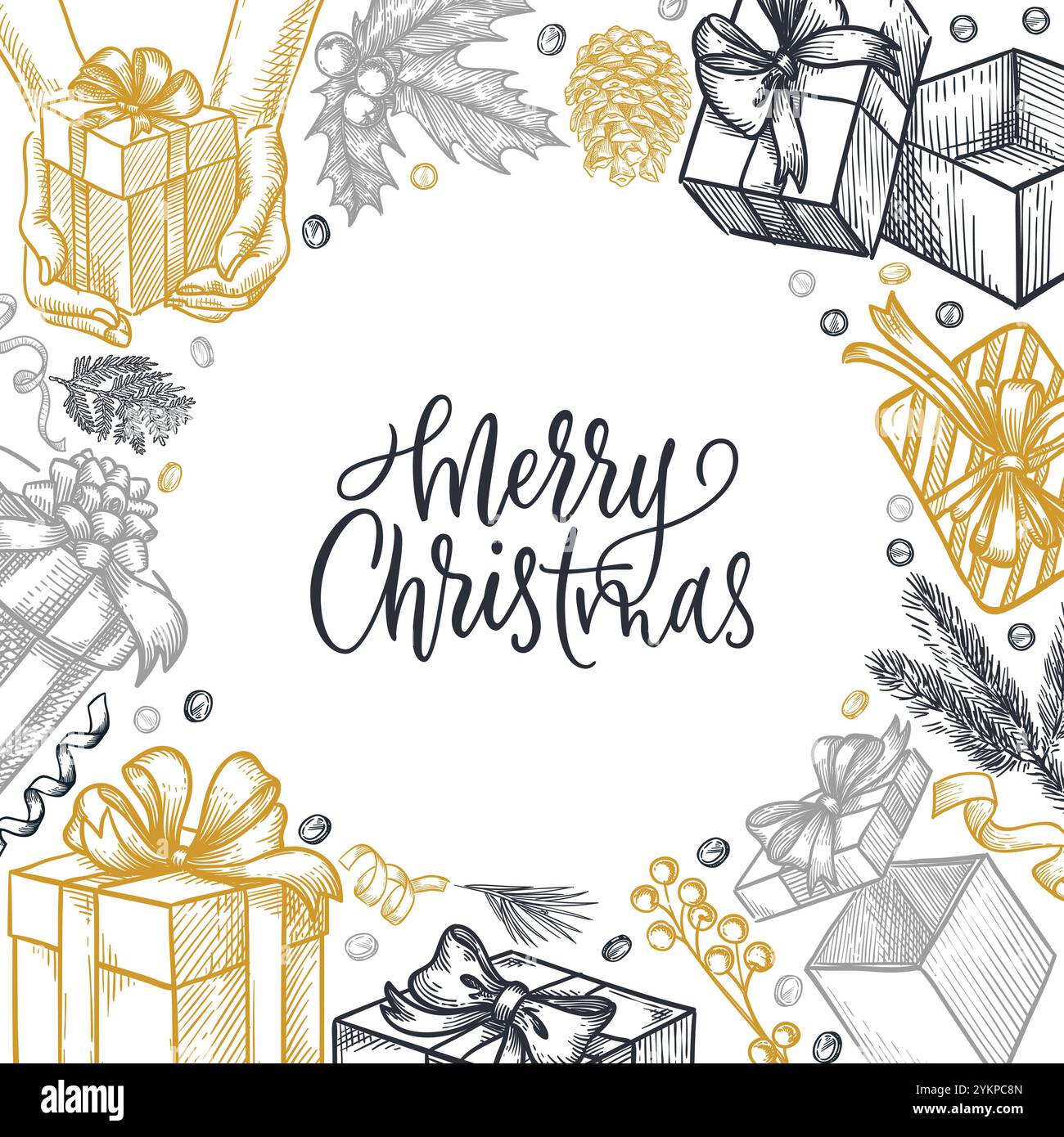 Hand drawn christmas party Stock Vector Images Alamy