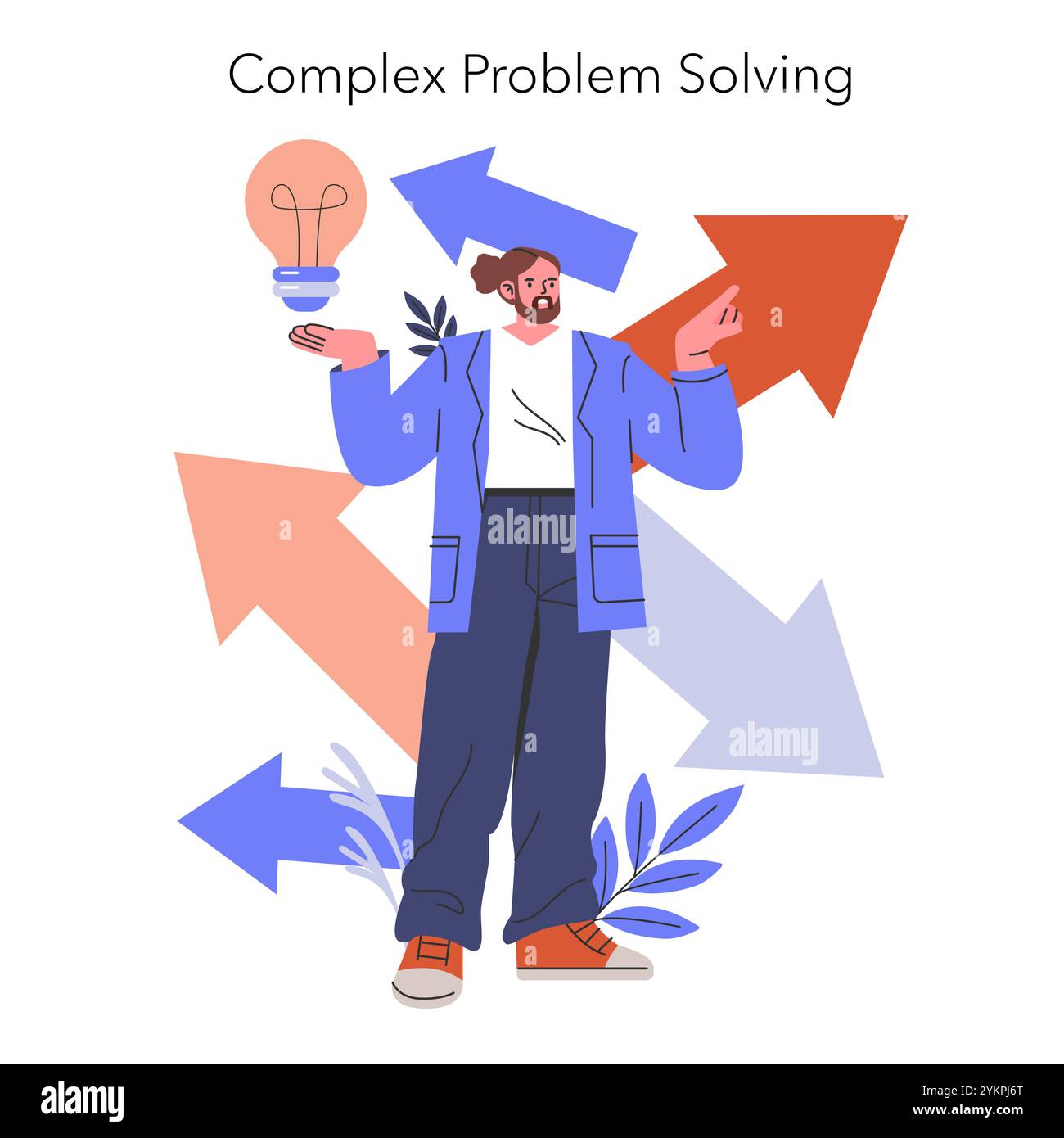 Complex Problem Solving concept. Illustration of a person weighing ...