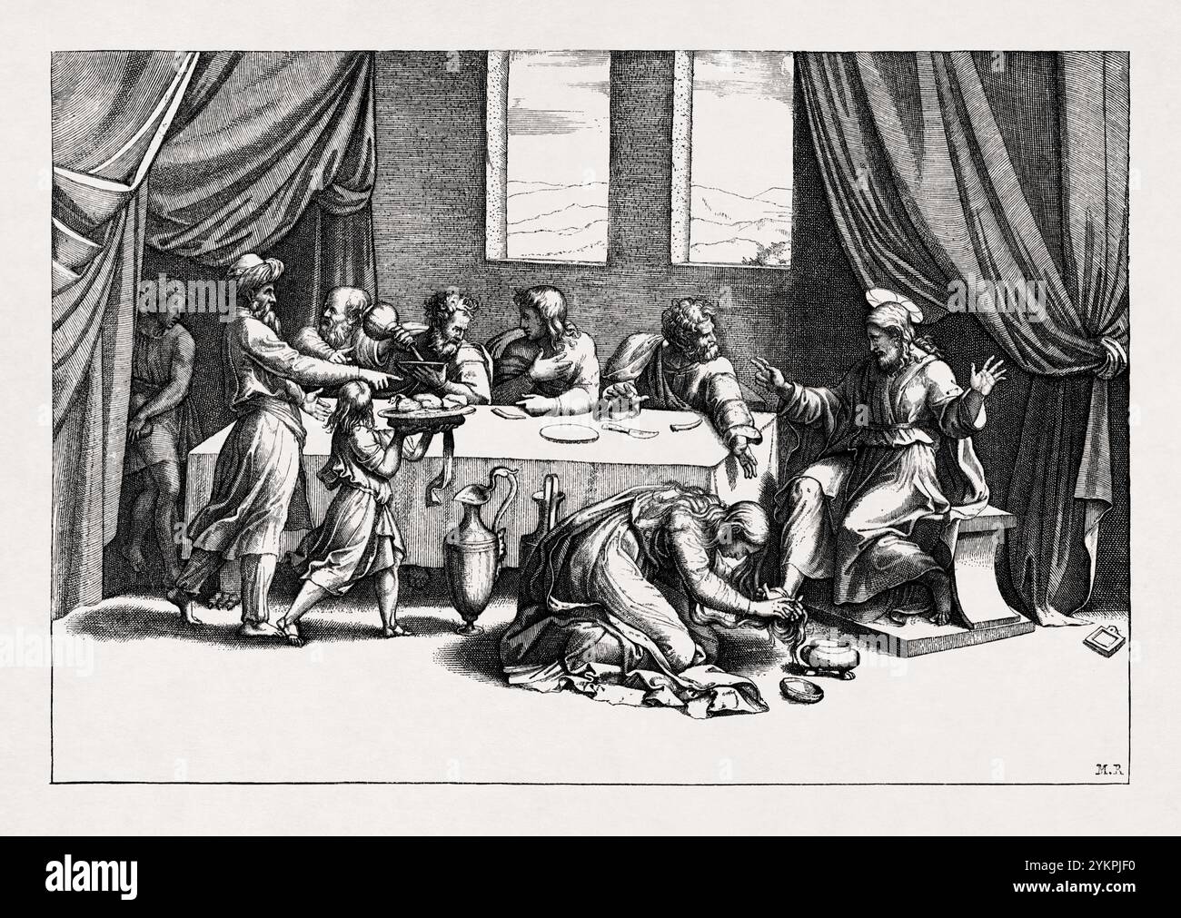 Jesus Christ at the house of Simon the Pharisee; pardon of Magdalene ...