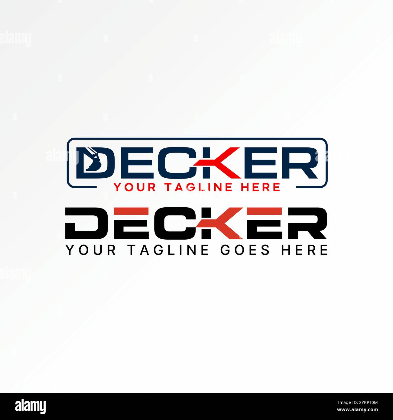 Logo design graphic concept creative premium vector stock image graphic word text Decker font excavator arrow. Related transportaion tool construction Stock Vector