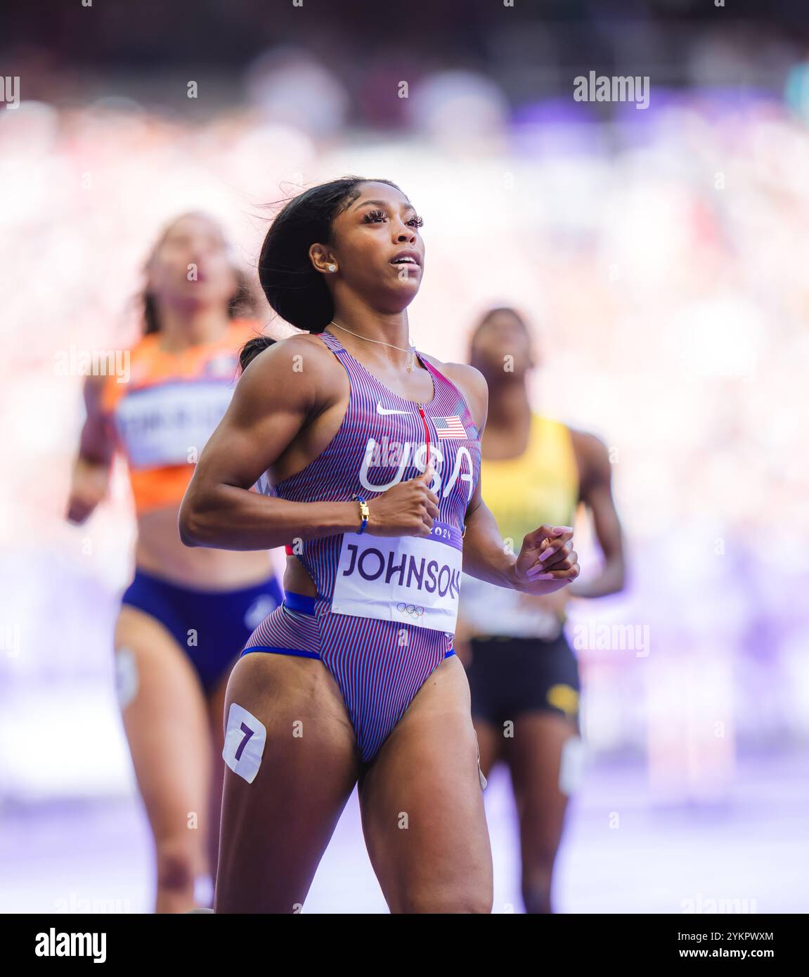 Lay Lay Johnson Alaysha Johnson participating in the 100 meters hurdles at the Paris ...