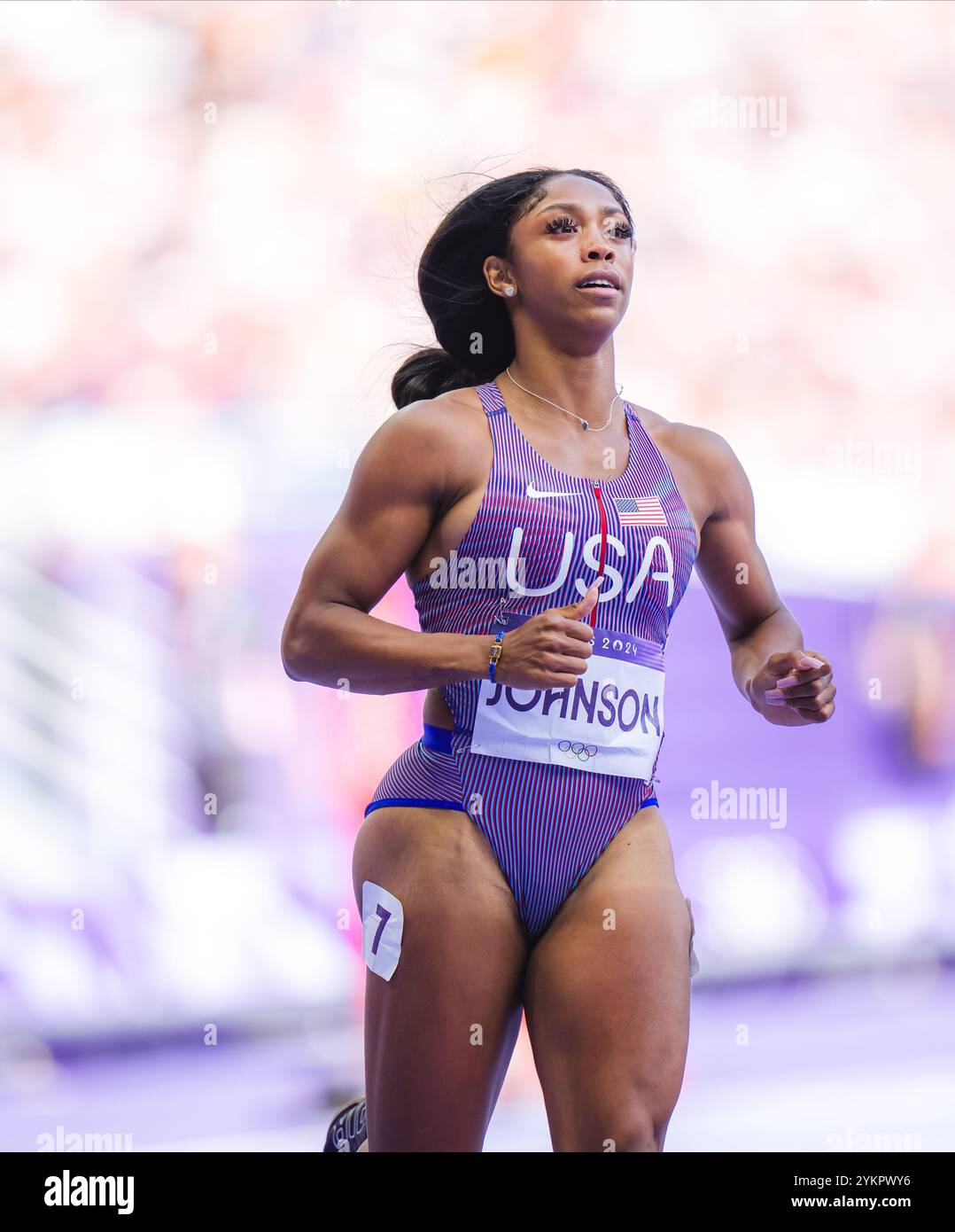 Lay Lay Johnson Alaysha Johnson participating in the 100 meters hurdles at the Paris ...