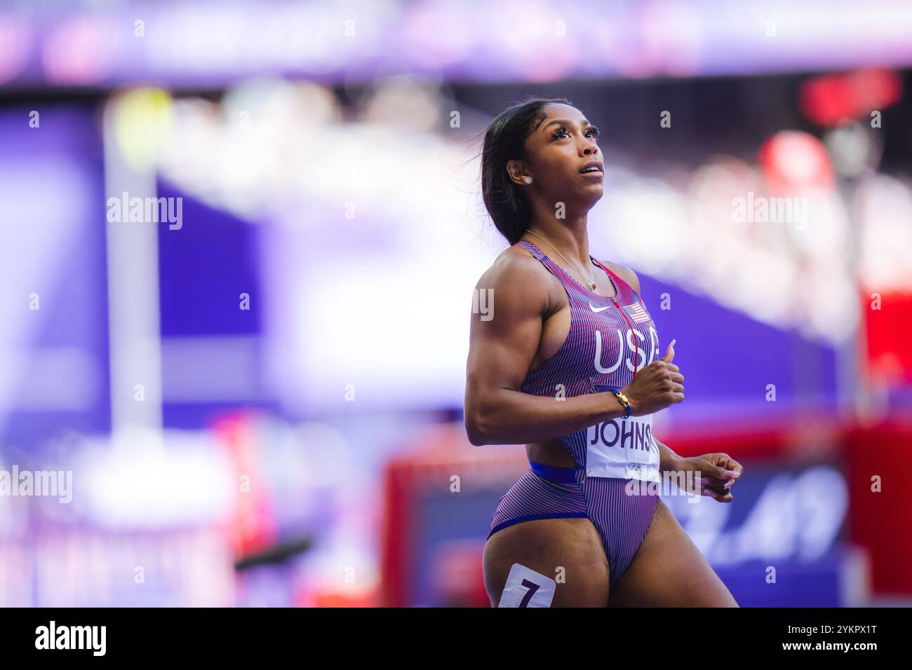 Lay Lay Johnson Alaysha Johnson participating in the 100 meters hurdles at the Paris ...