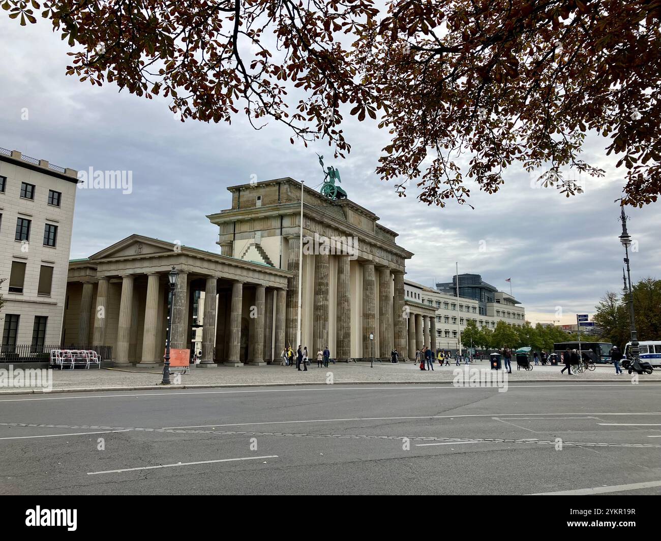 The Brandenburg Gate (Brandenburger Tor), a landmark of Berlin and Germany. Mitte, Berlin, Germany. 6th October 2023. - Smartphone Captured Stock Image