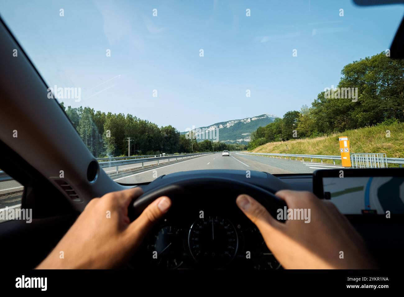 Driving view of open highway Stock Photo - Alamy
