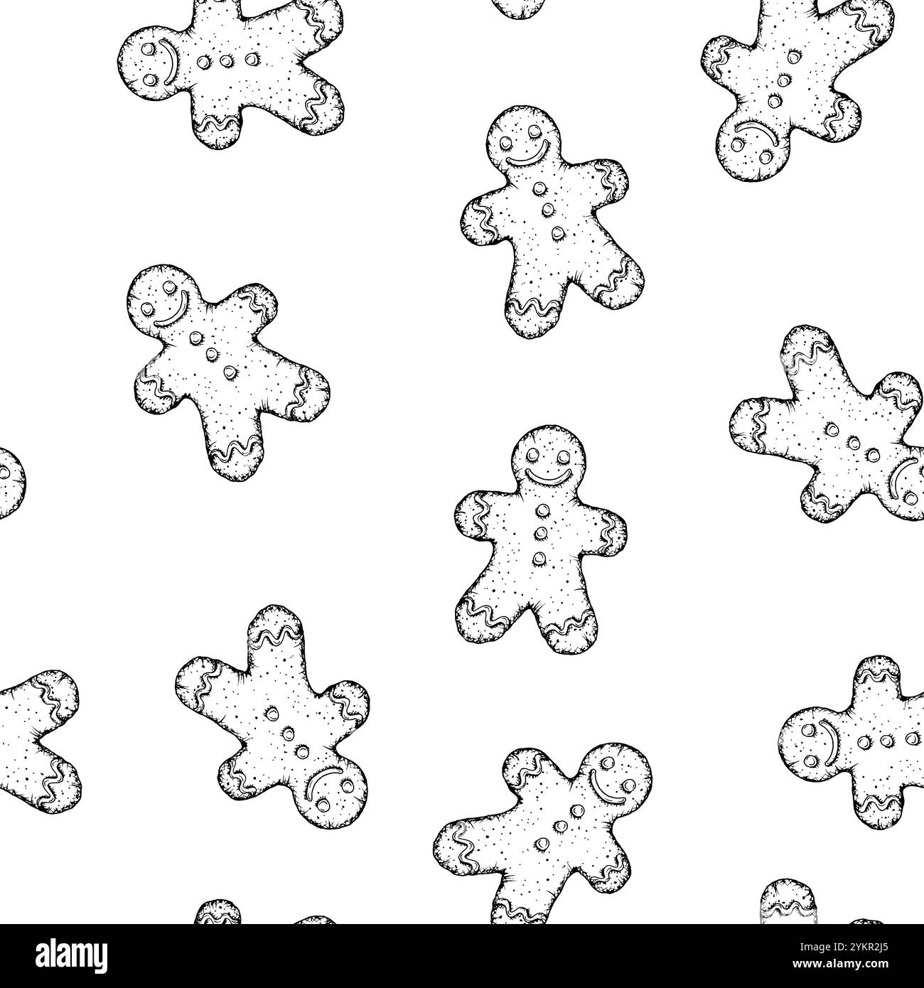 Merry Christmas treat, gingerbread man with icing. Vector hand drawn ...