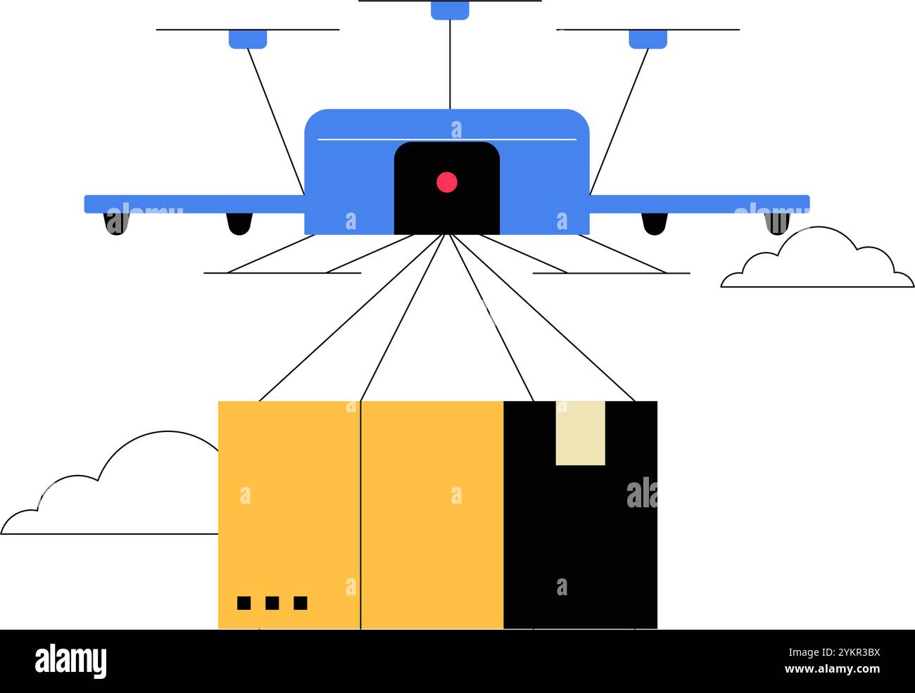 Drone Carrying A Package In Flat Vector Illustration Symbolizing ...