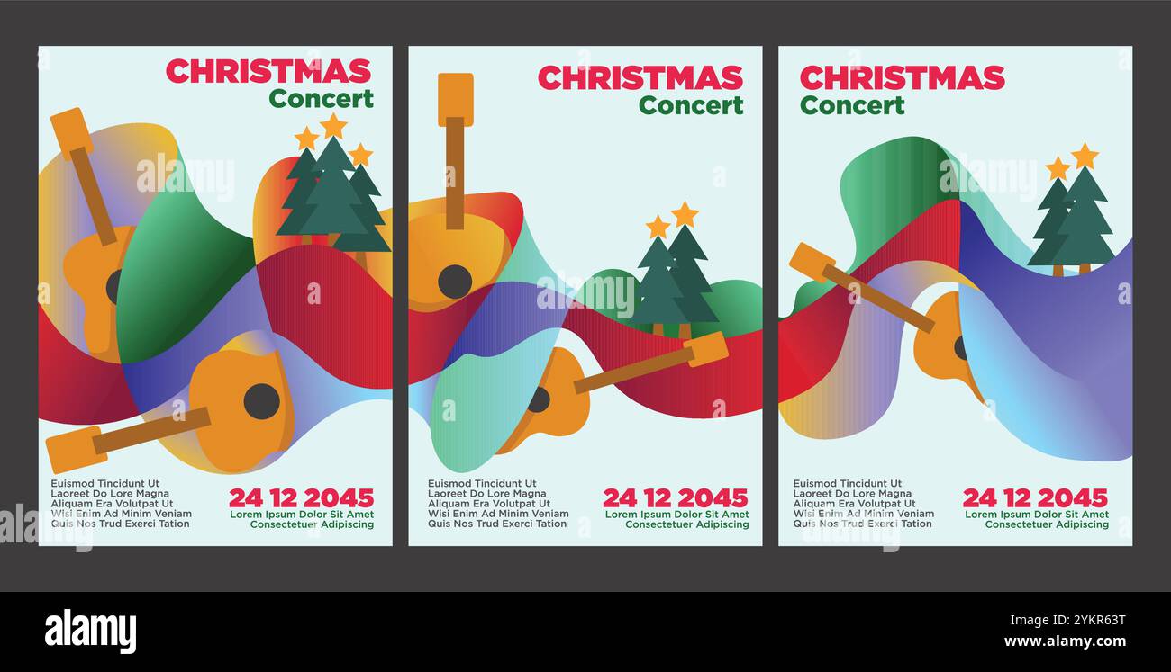 Artistic Christmas Concert Design Featuring Guitar and Festive Decor