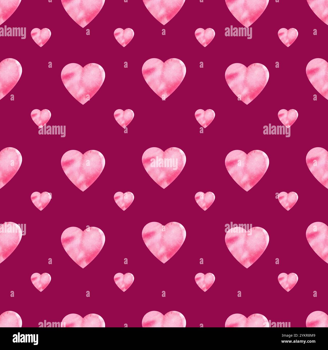seamless pattern of valentine day theme with textured watercolor ...