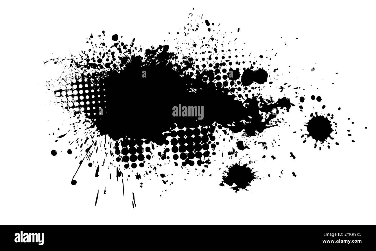 Splatter Paint Texture . Black Spray Blot of Ink. Place illustration ...