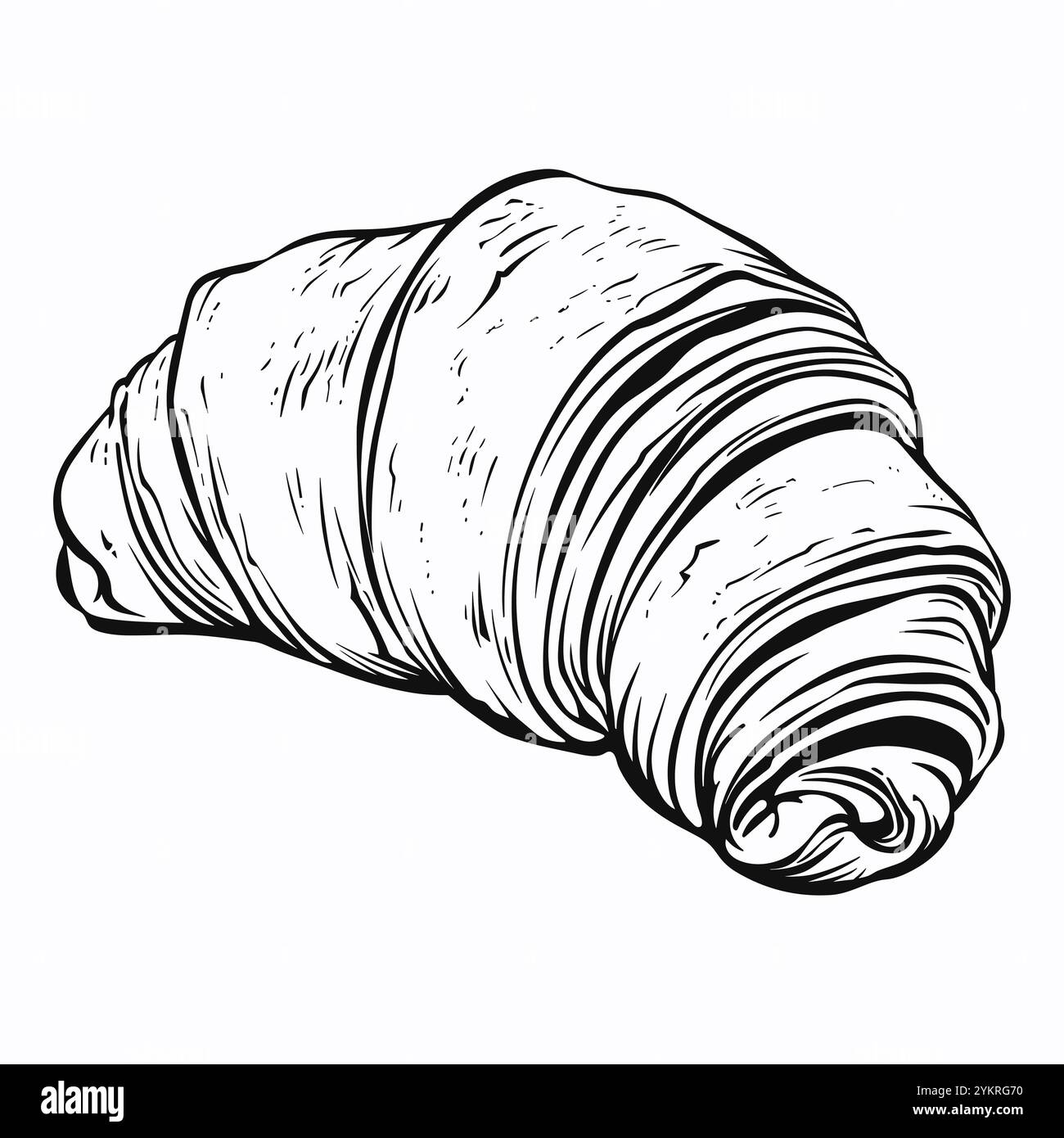 Outline croissant icon. Vector black hand drawn vintage engraving ...