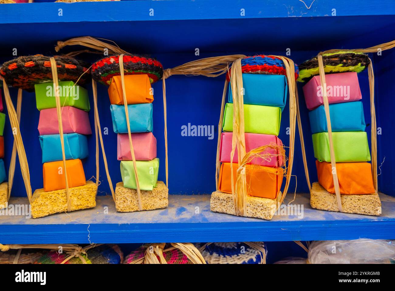 Colorful Handmade Soaps from Chefchaouen, Morocco Stock Photo