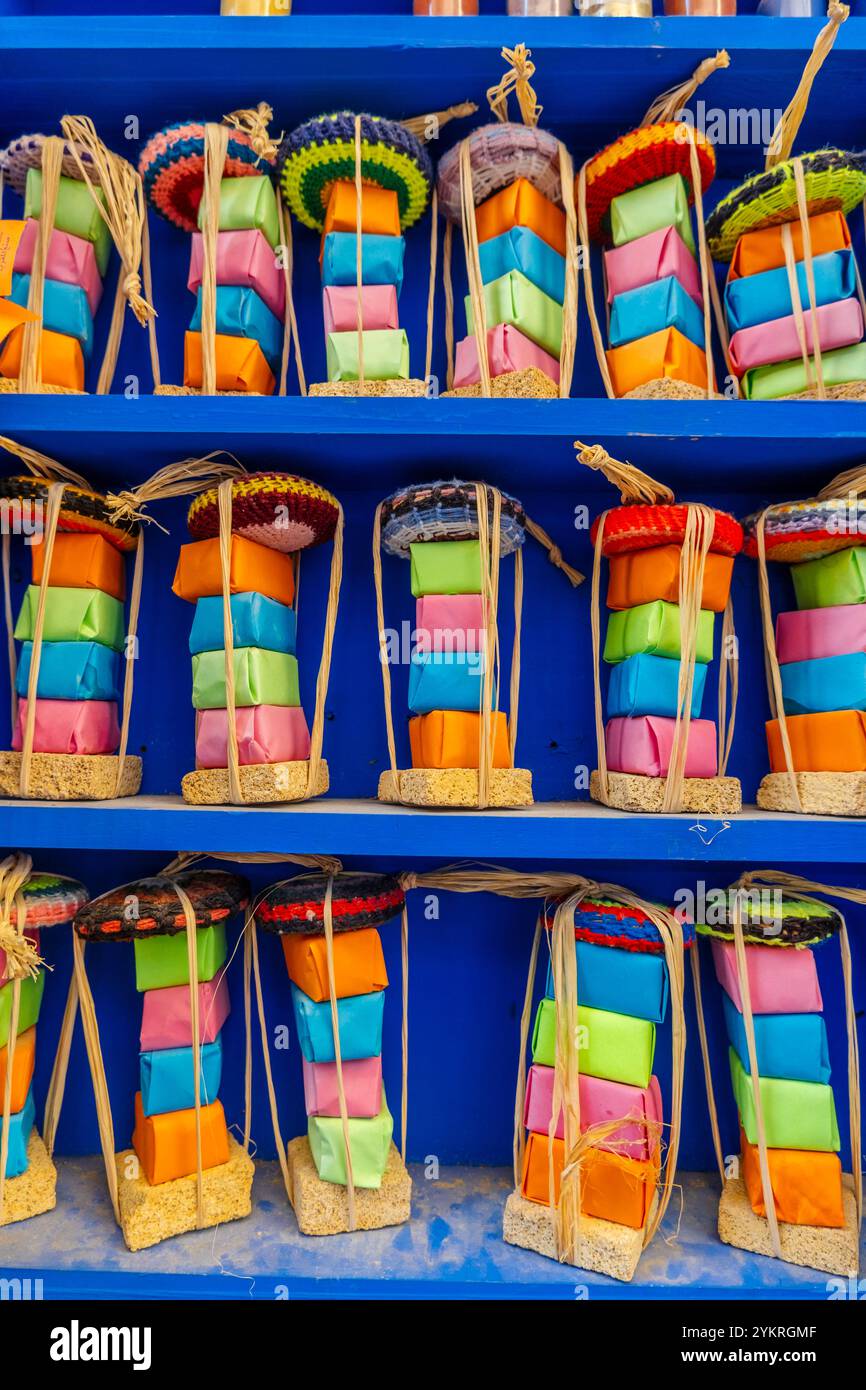 Colorful Handmade Soaps from Chefchaouen, Morocco Stock Photo