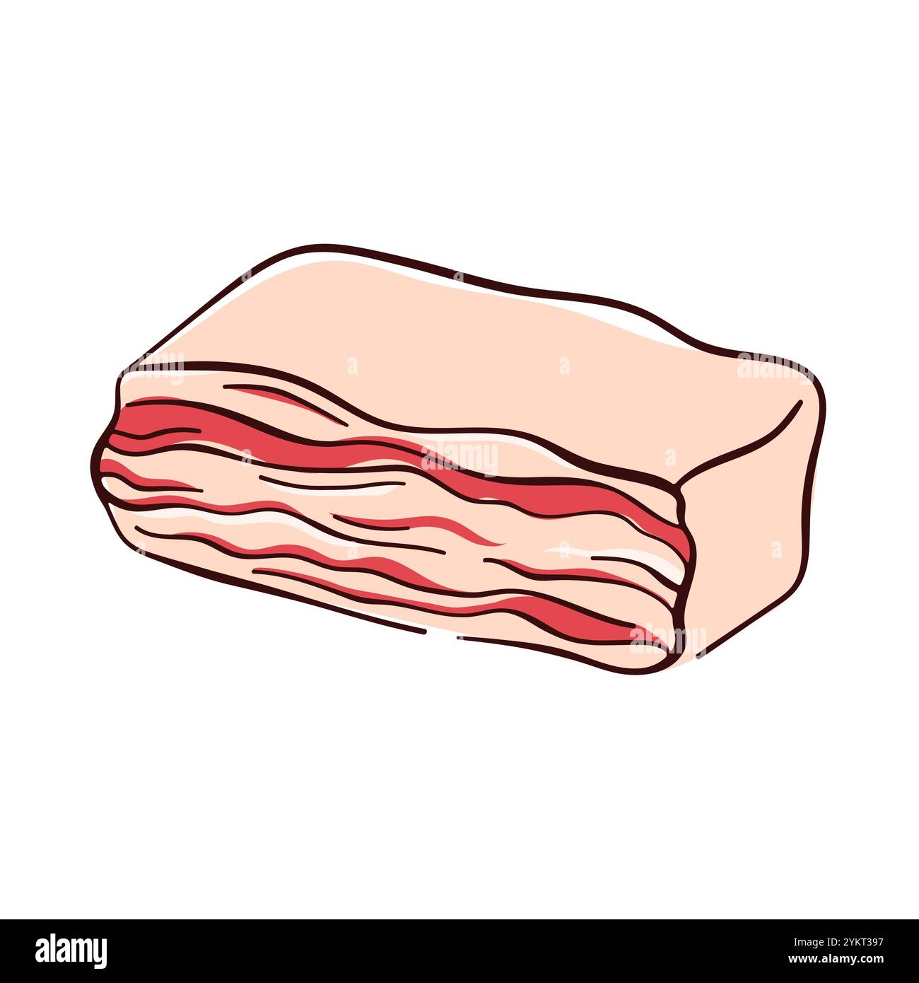 Bacon lard meat and fat in flat style. Perfect for culinary project ...