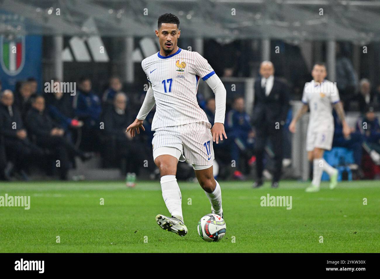 17th Nov 2024, San Siro Stadium, Milan, Italy; International Football Uefa Nations League, Group 2; Italy versus France; William Saliba of France Stock Photo
