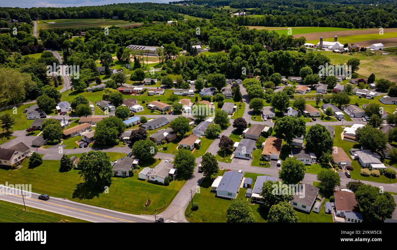 Aerial view of a tranquil rural community featuring various Mobile ...