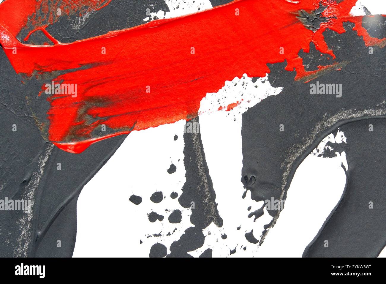 Dynamic abstract art with bold red, black, and white brush strokes and ...