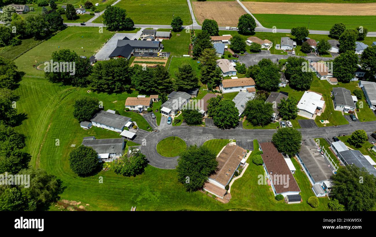 Aerial view of a tranquil rural community featuring various Mobile ...