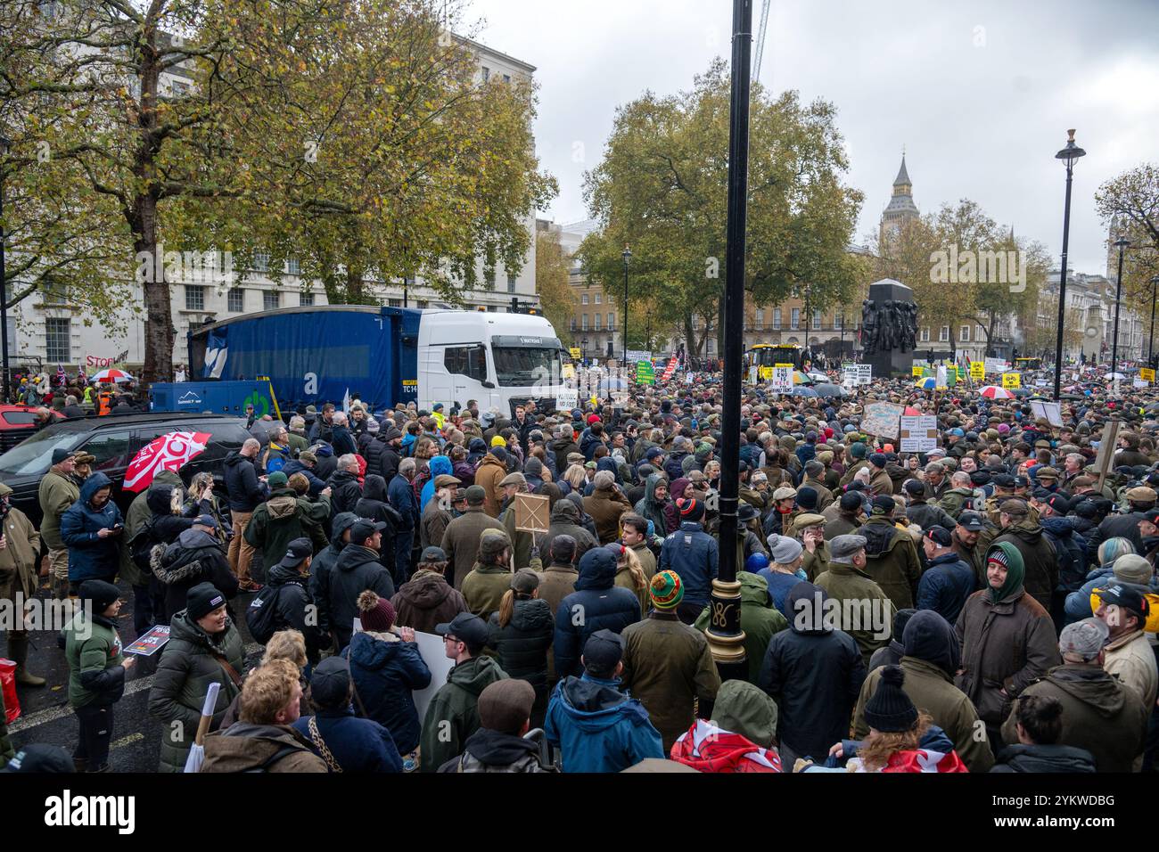 London, UK. 19th Nov, 2024. Farmers stage a protest in Westminster over ...