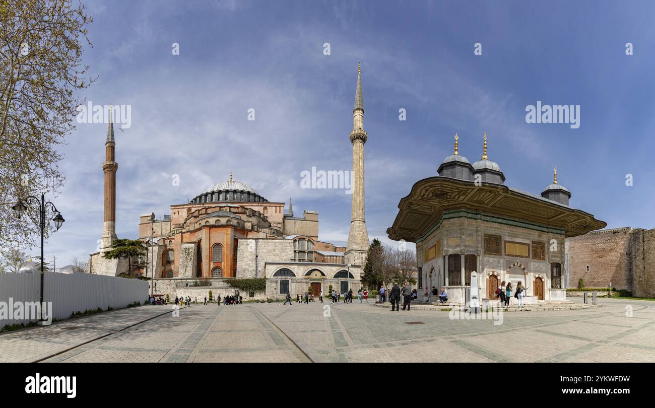 A picture of the Hagia Sophia and the Fountain Sultan Ahmed III Stock ...