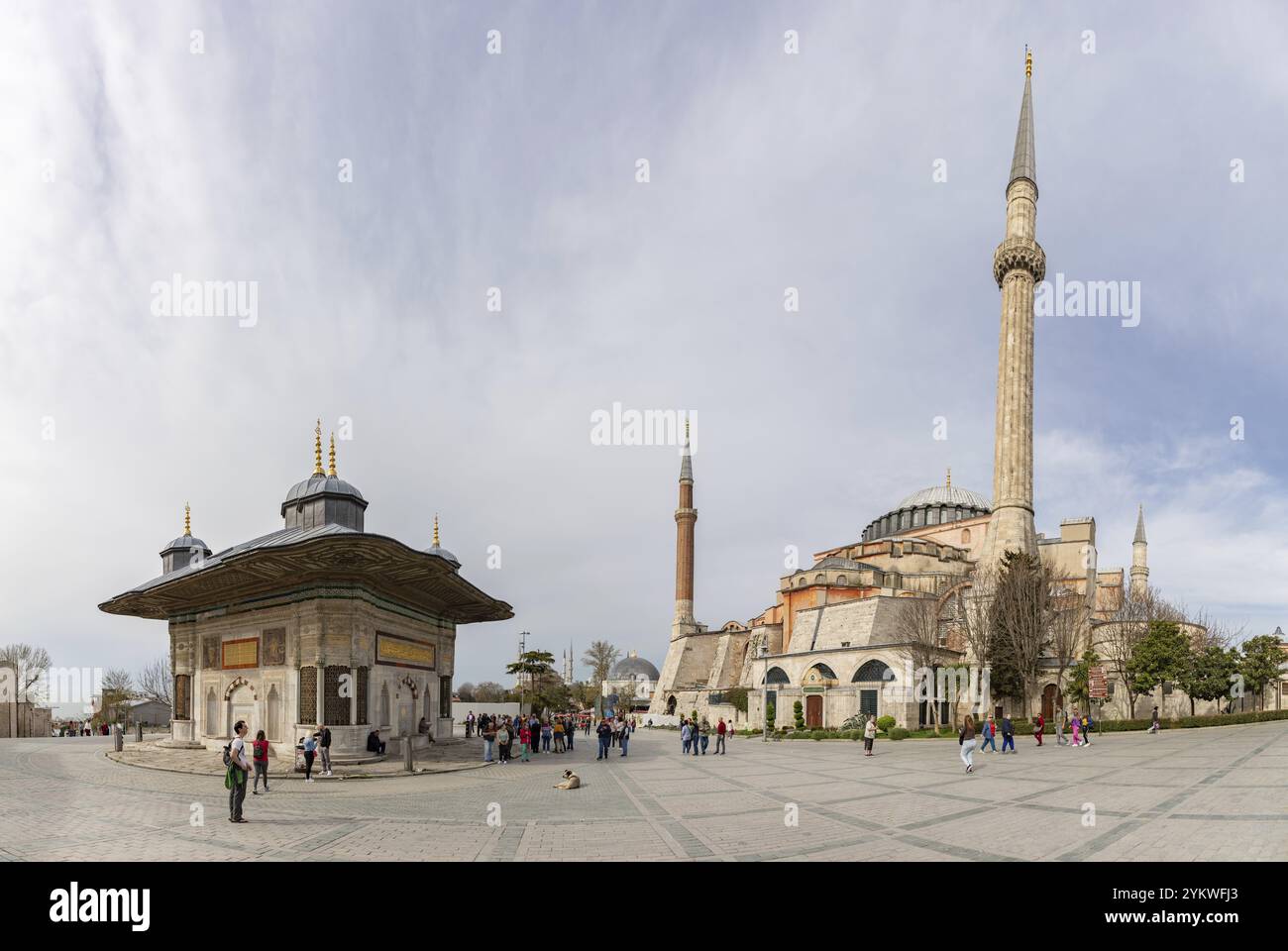 A picture of the Hagia Sophia and the Fountain Sultan Ahmed III Stock ...