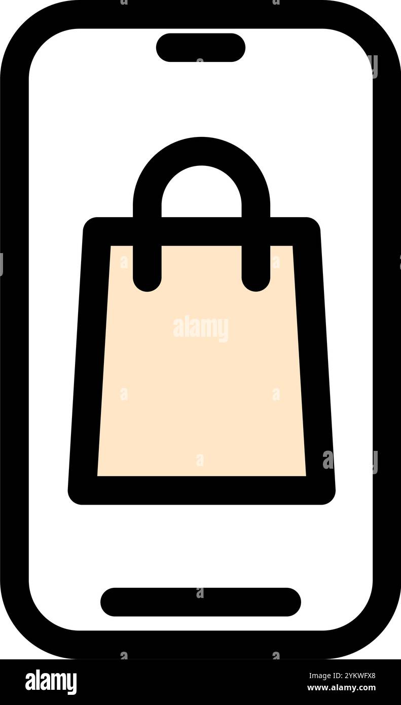 Shopping bag - clean and modern ecommerce and online marketing icon Stock Vector