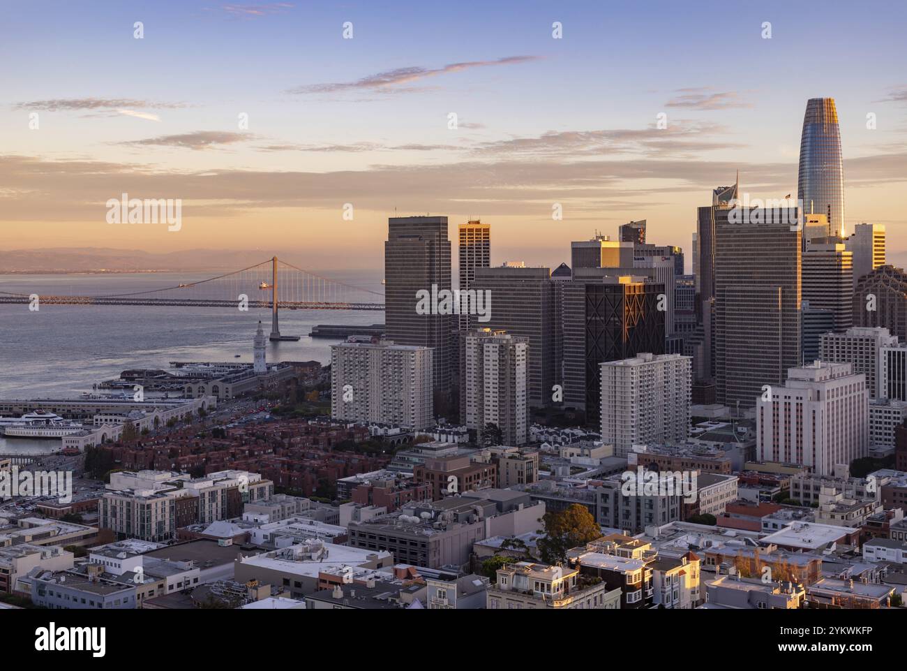 A picture of Downtown San Francisco at sunset Stock Photo