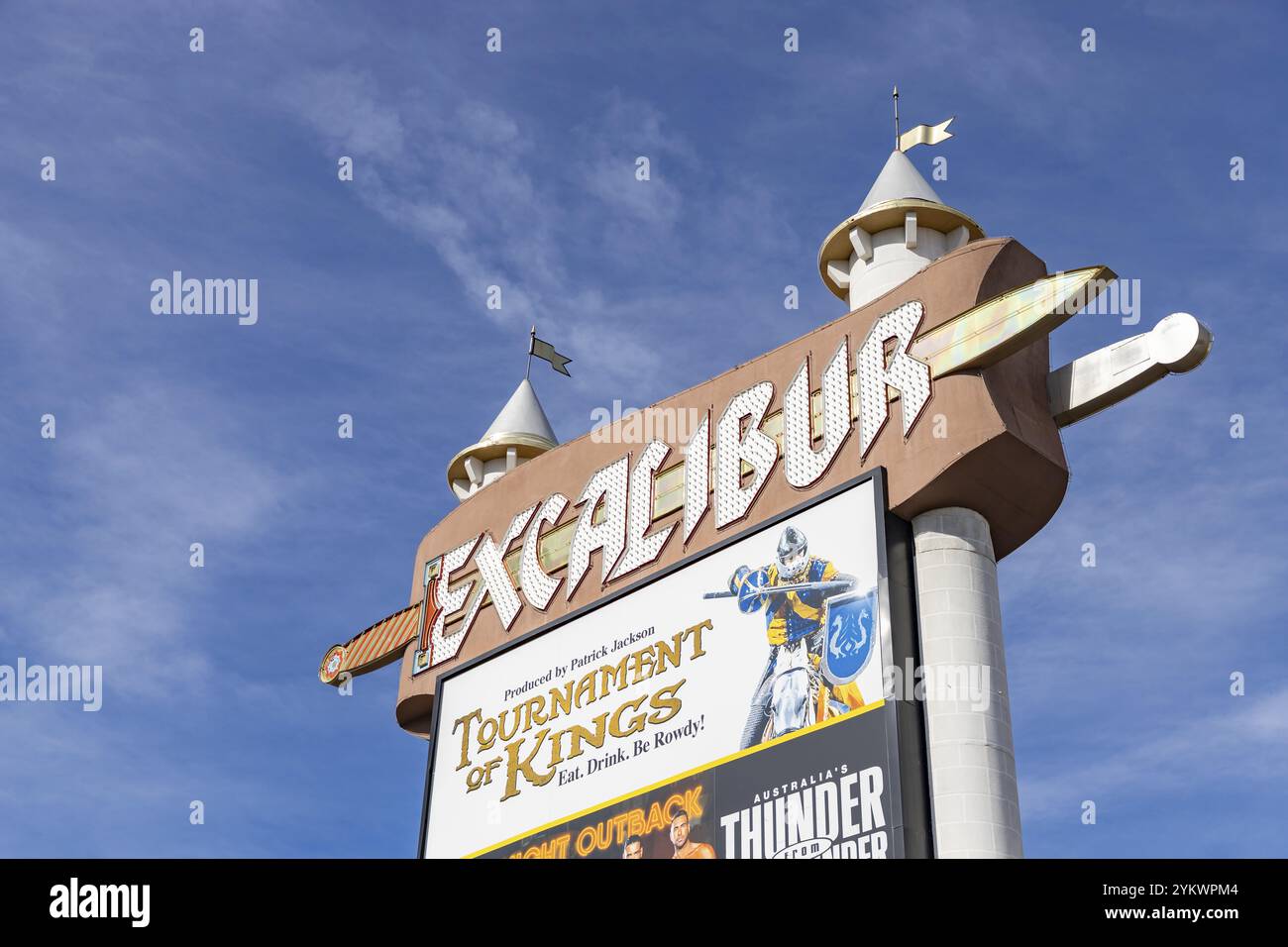 A picture of the Excalibur Hotel and Casino billboard Stock Photo