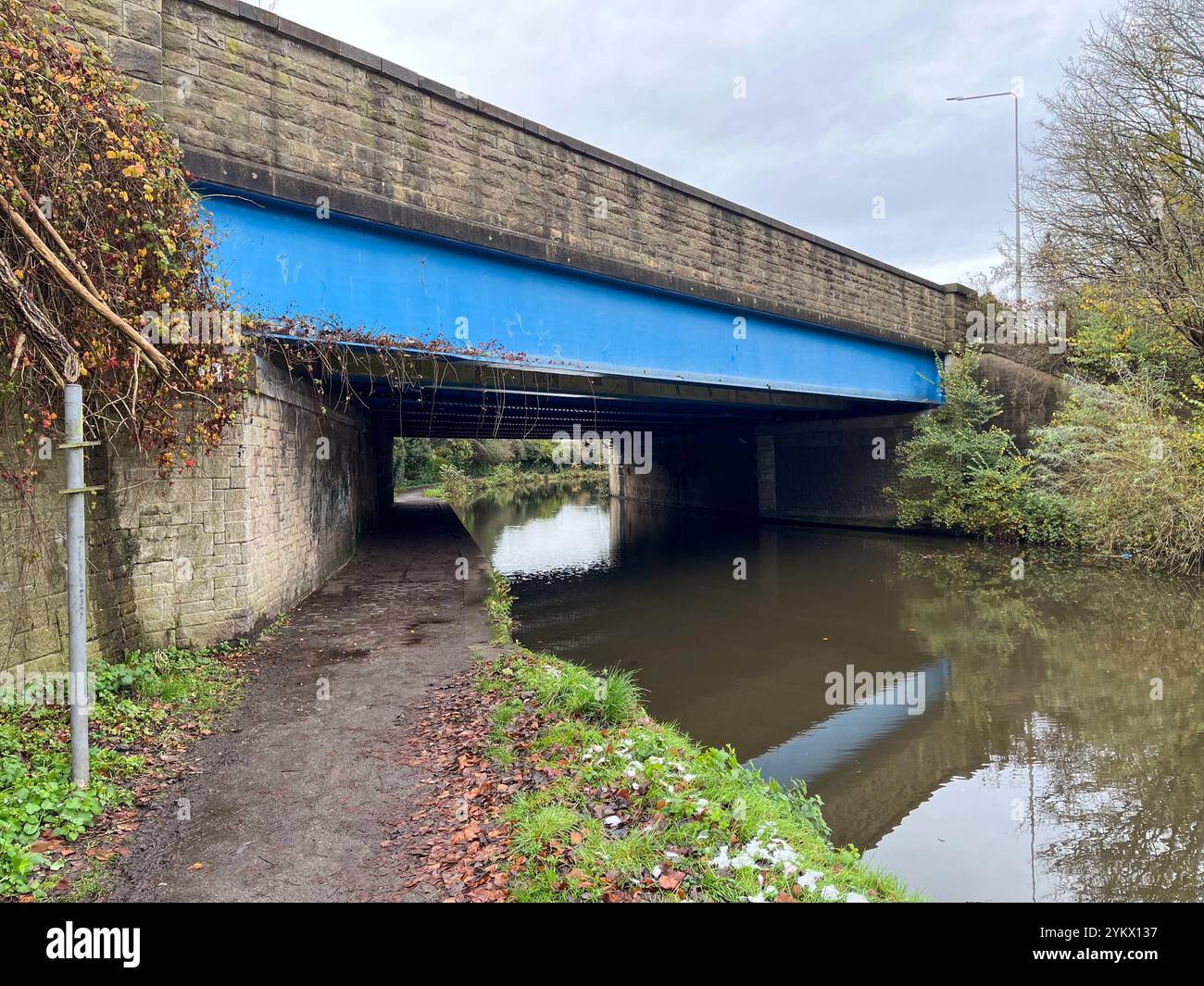 Canal Bridge on the Leeds to Liverpool canal in Maghull Merseyside - Smartphone Captured Stock Image
