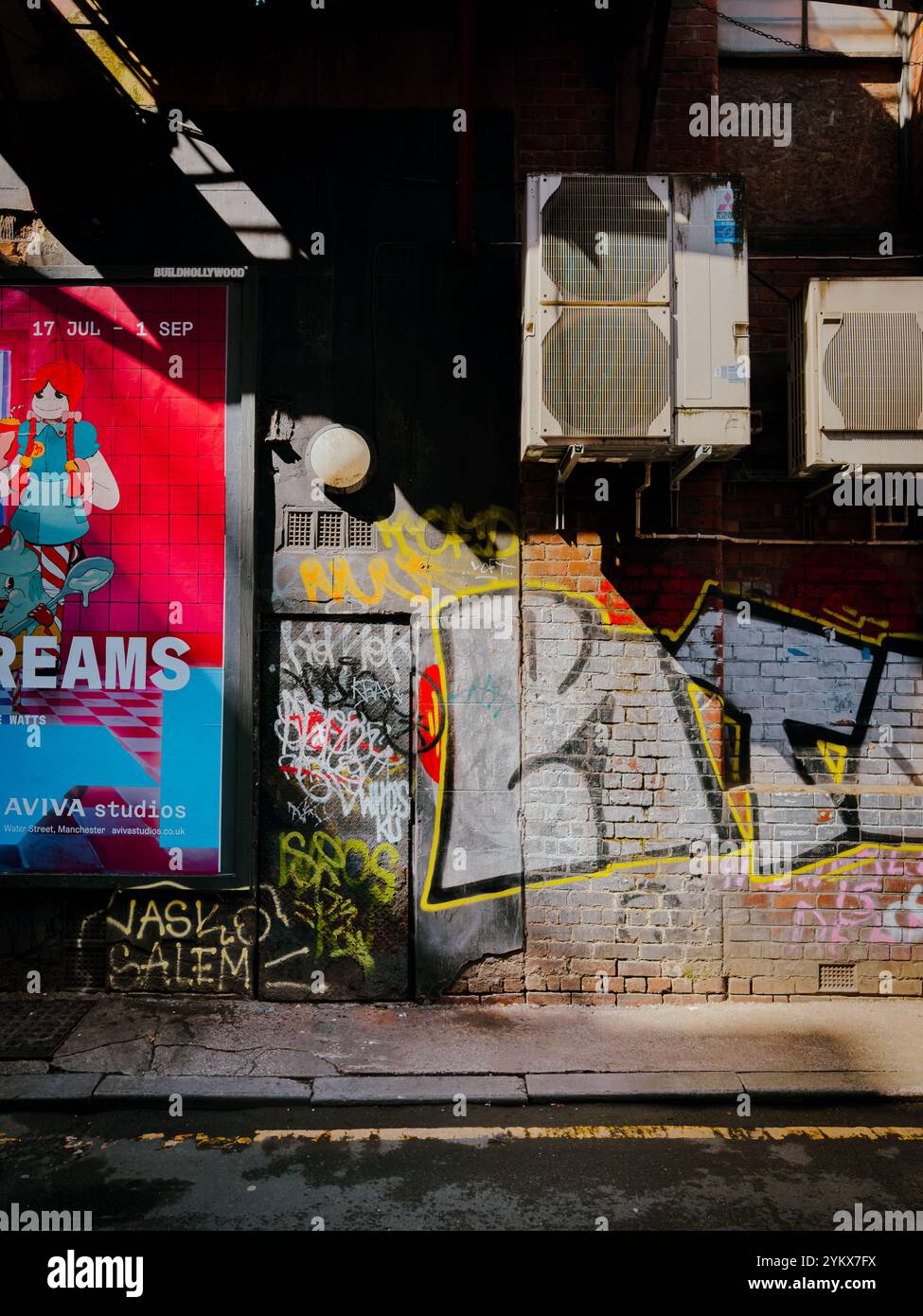 Street Art and Graffiti Culture in Manchester’s Northern Quarter Backstreets 2024: Phillip Roberts - Smartphone Captured Stock Image