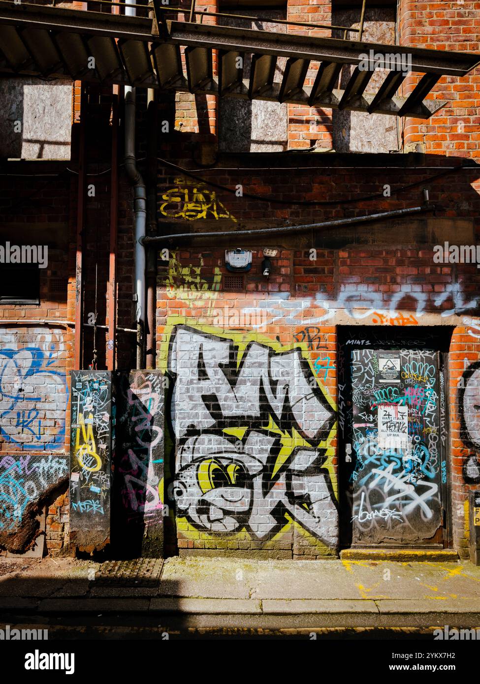 Street Art and Graffiti Culture in Manchester’s Northern Quarter Backstreets 2024: Phillip Roberts - Smartphone Captured Stock Image