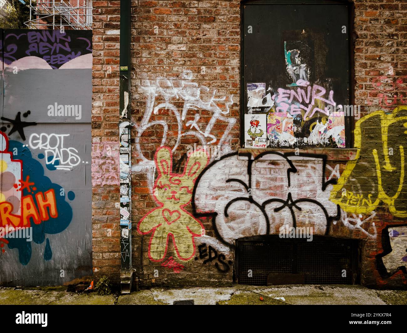 Street Art and Graffiti Culture in Manchester’s Northern Quarter Backstreets 2024: Phillip Roberts - Smartphone Captured Stock Image