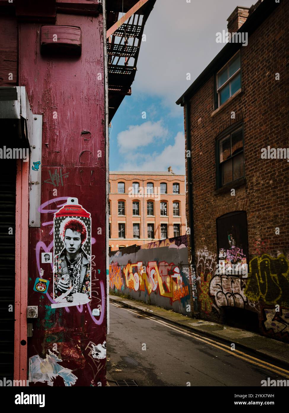 Street Art and Graffiti Culture in Manchester’s Northern Quarter Backstreets 2024: Phillip Roberts - Smartphone Captured Stock Image