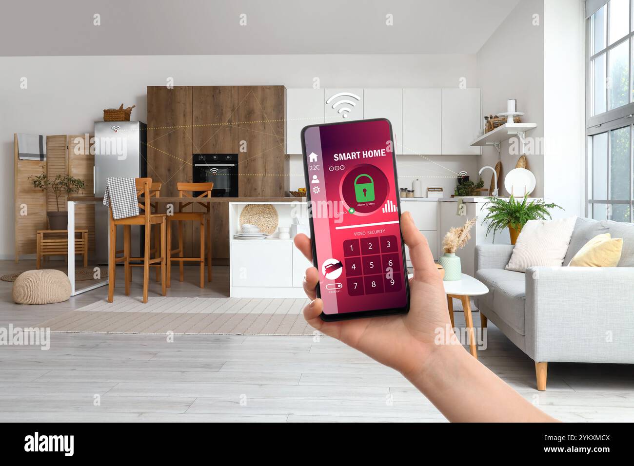 Illustration of Home Kitchen Smartphone Automations