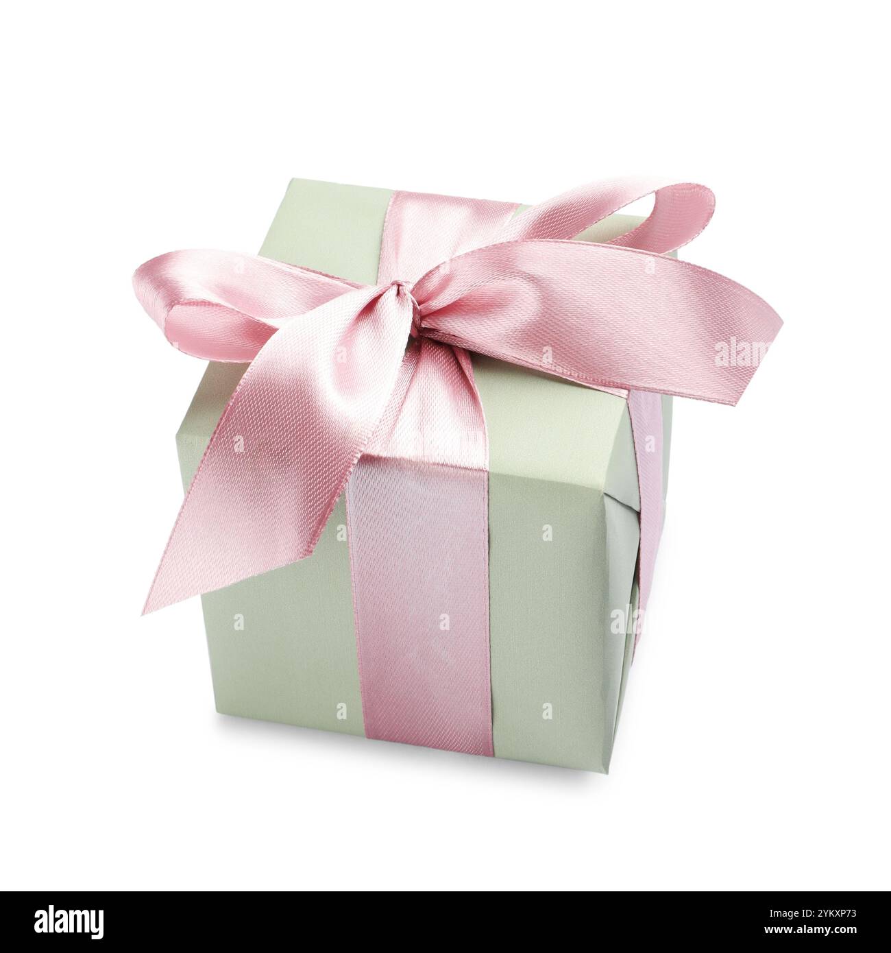 Beautiful gift box with pink bow isolated on white Stock Photo - Alamy