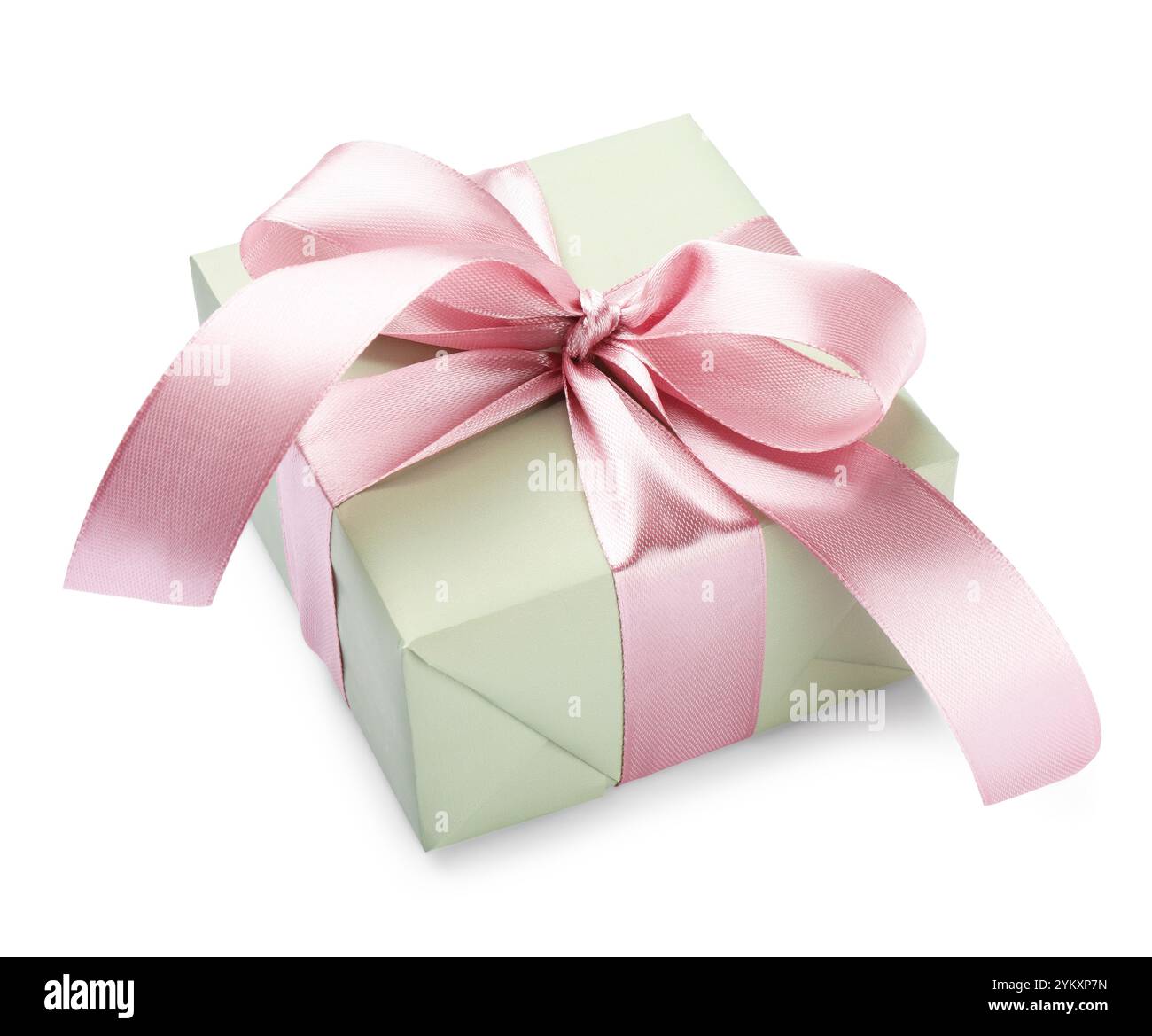 Beautiful gift box with pink bow isolated on white Stock Photo - Alamy
