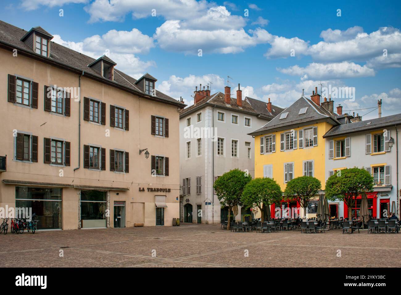 The Place Metropole in the medieval town of Chambery, an alpine town in ...