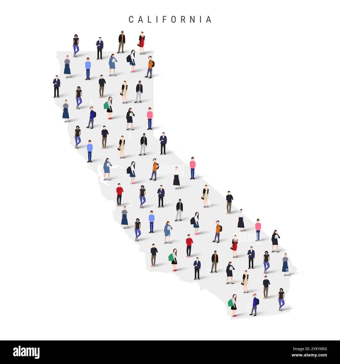 California US state population - California Us State Population Map Large Group Of People Flat Vector Illustration Isolated On White 2YKY6RG 