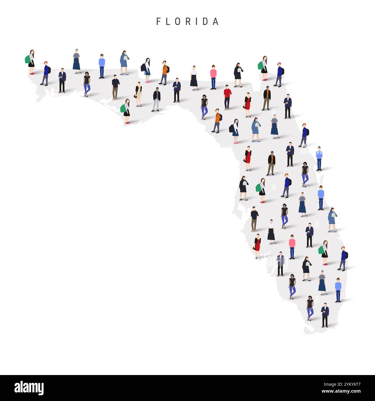 Florida US state population map - Florida Us State Population Map Large Group Of People Flat Vector Illustration Isolated On White 2YKY6T7