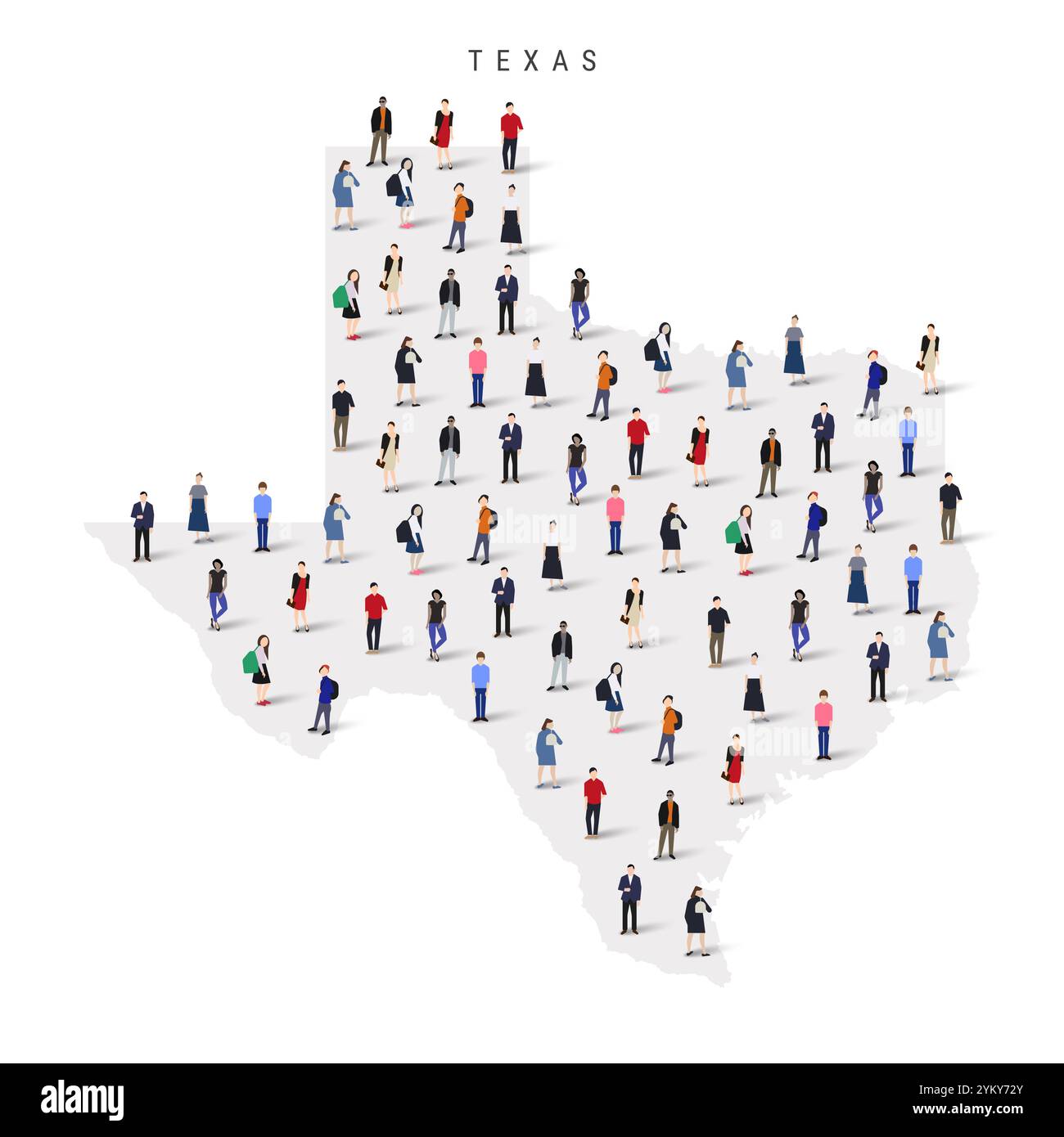Texas US state population map - Texas Us State Population Map Large Group Of People Flat Vector Illustration Isolated On White 2YKY72Y