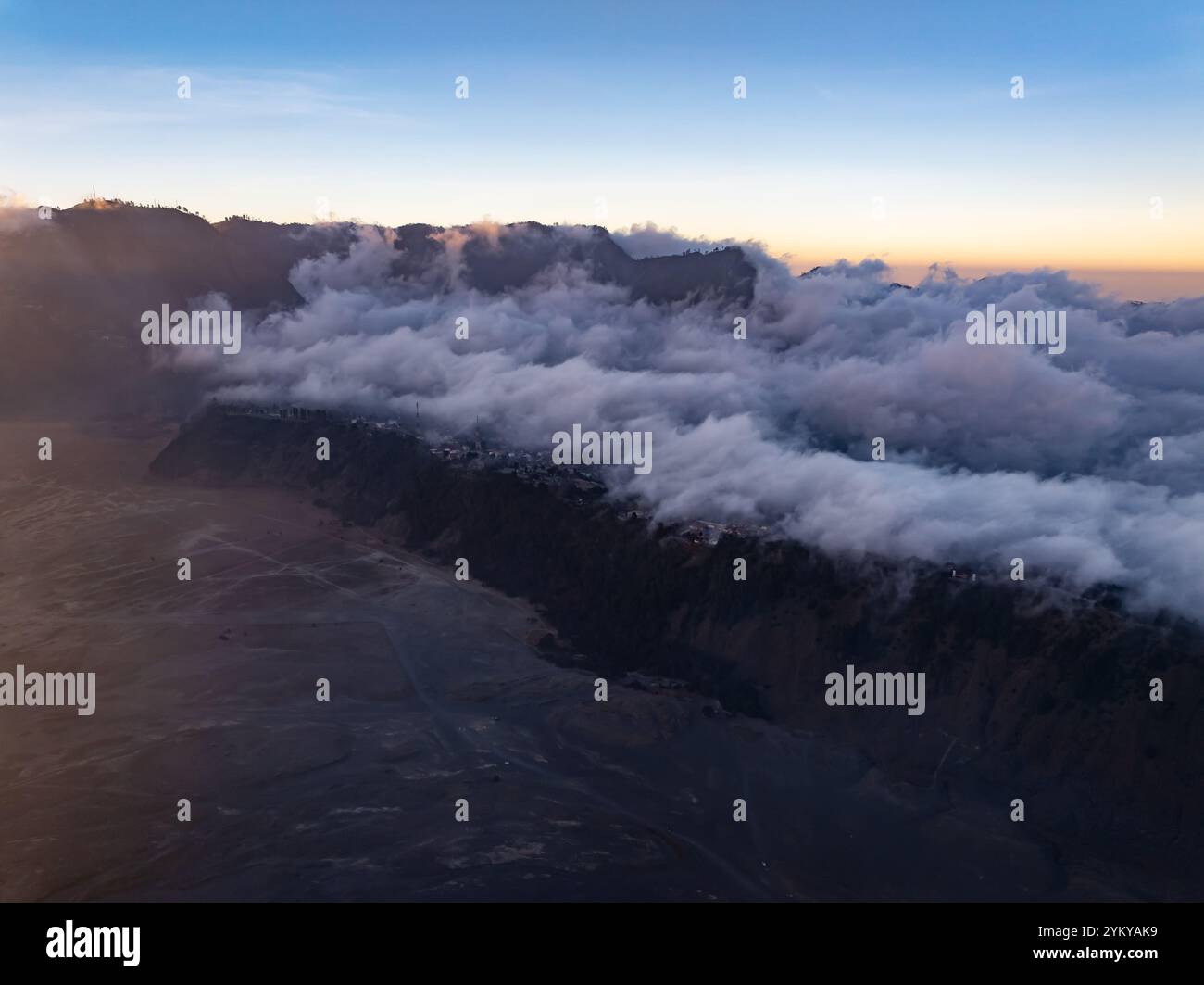 Drone flight over misty hills hi-res stock photography and images - Alamy
